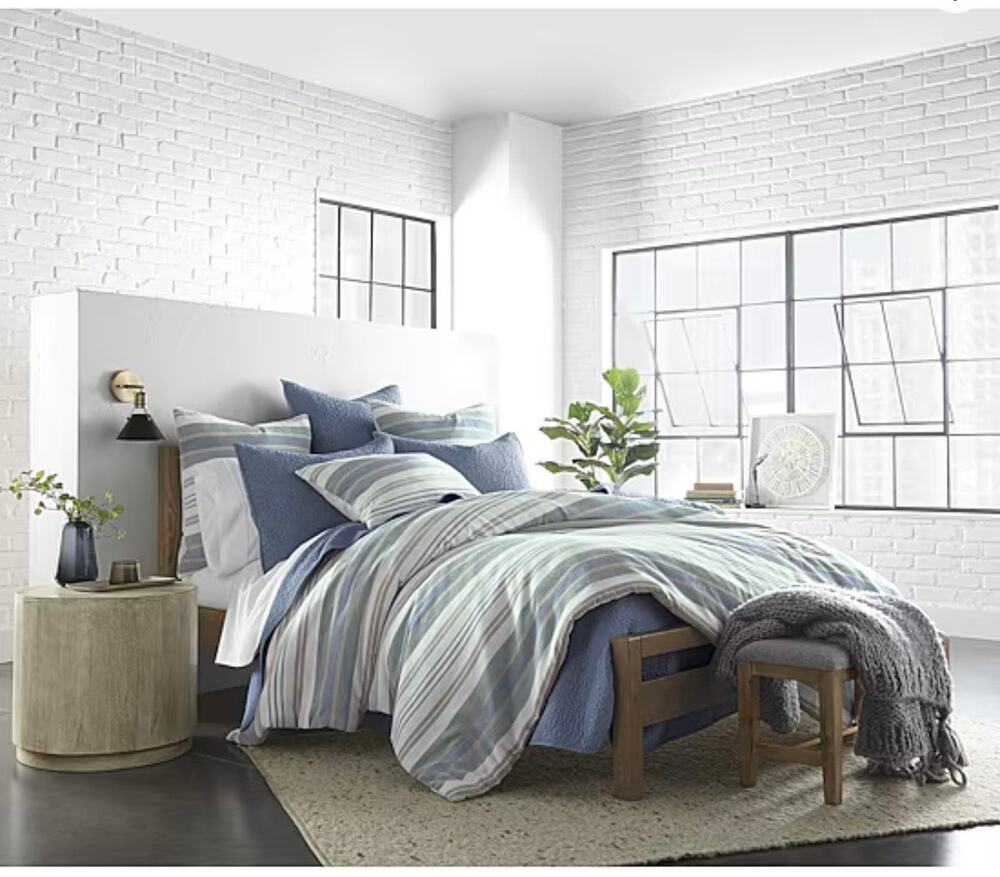 NEW! Linden Street Parker Stripe 3PC Comforter Set Abyss Green King/Cal King